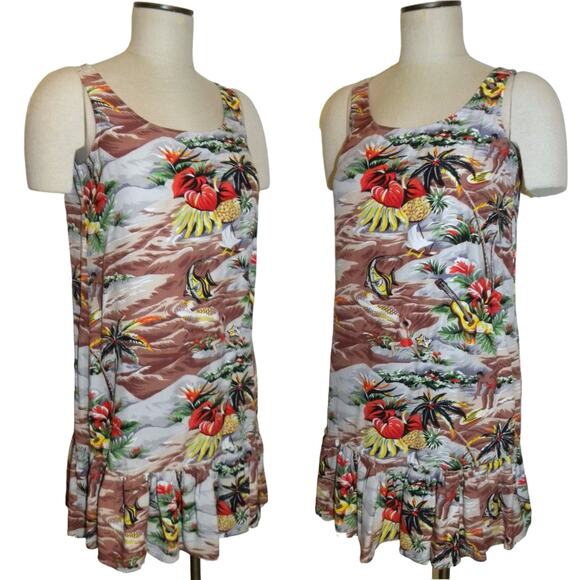 Vintage 90s Hawaiian Print Rayon Sundress | Shift | Fits XS - Picture 4 of 5